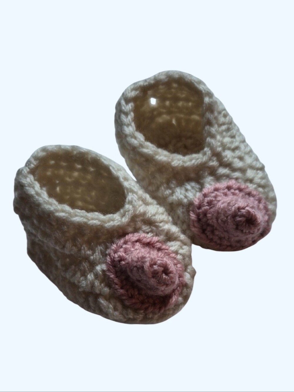 Handmade Crocheted Baby Boob Nursing Booties-Fair Skin Only Available